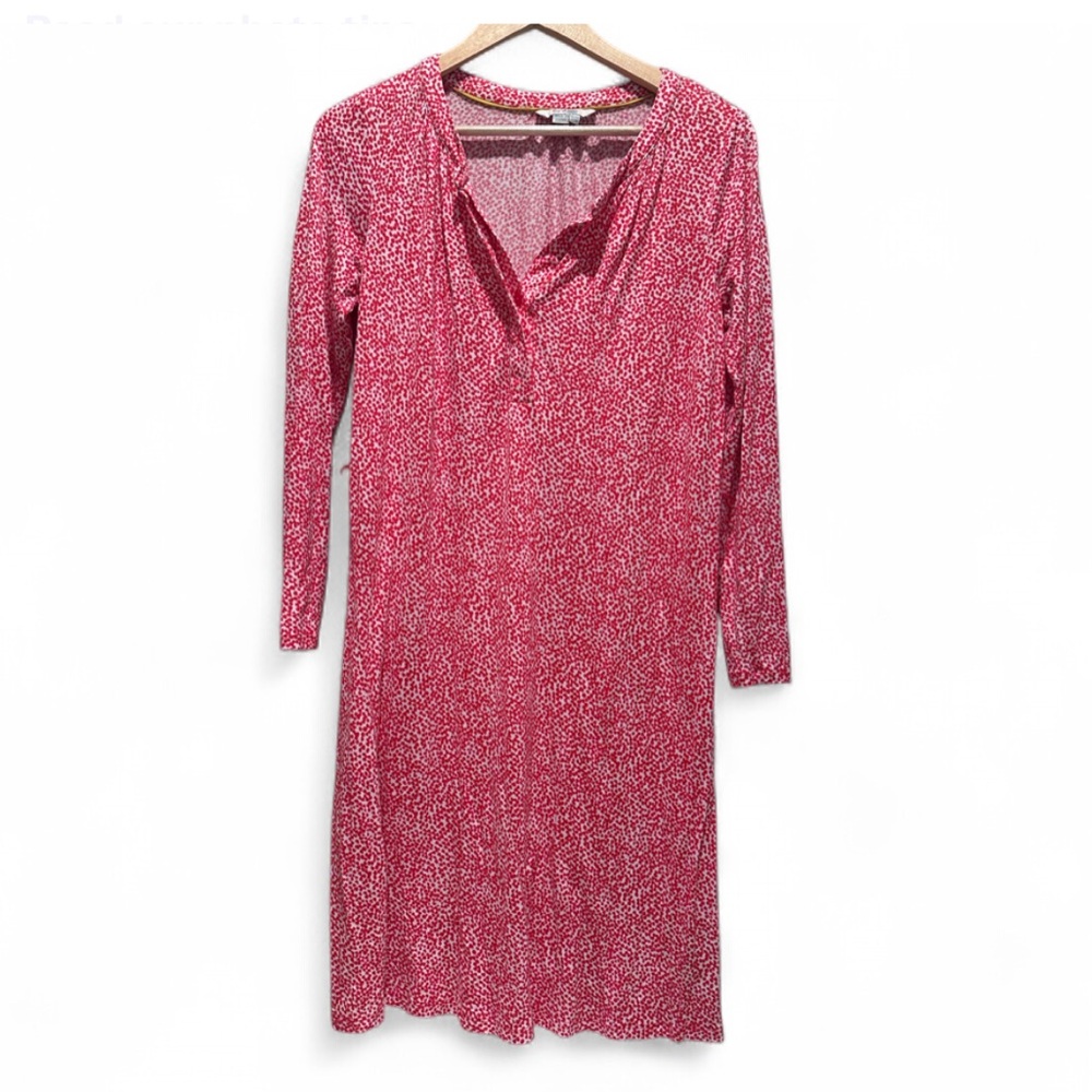 Boden Red and White Patterned Long Sleeve Jersey Dress Size‎ 8 Regular